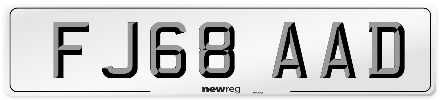FJ68 AAD Number Plate from New Reg
